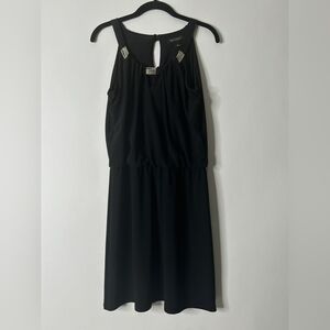 White House Black Market Black Dress with Metallic Detail Size M
